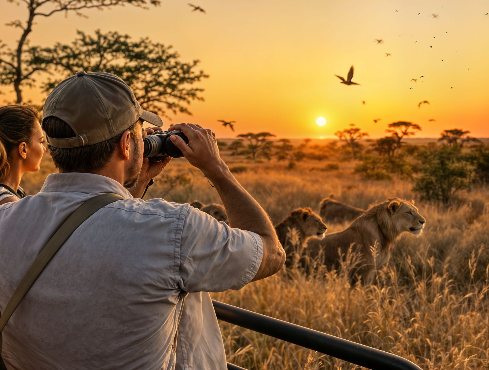African Wildlife Safari at Dawn in Photorealistic Style