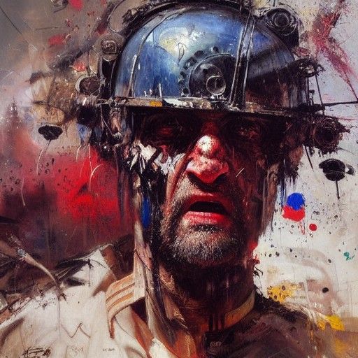 Angry Man Portrait in Oil on Canvas