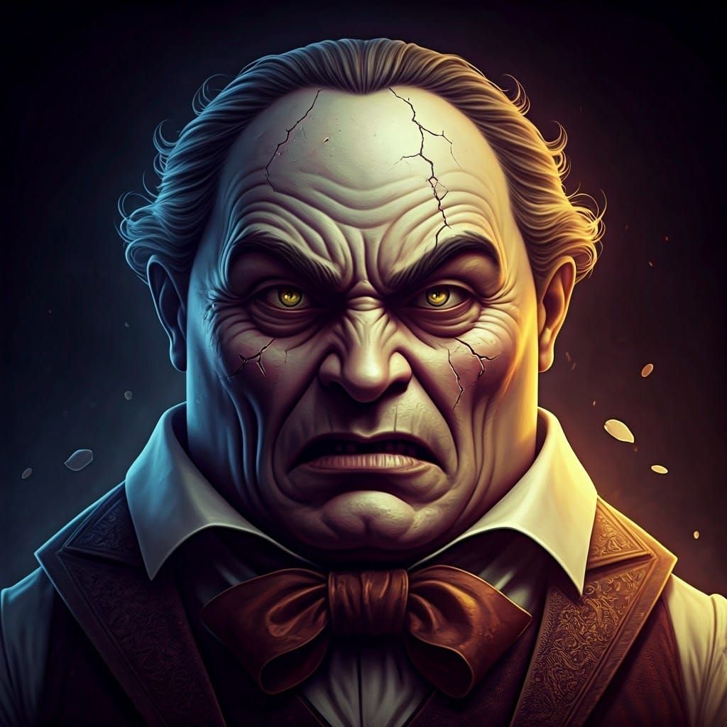 Enraged Humpty Dumpty in Dark Fantasy Style