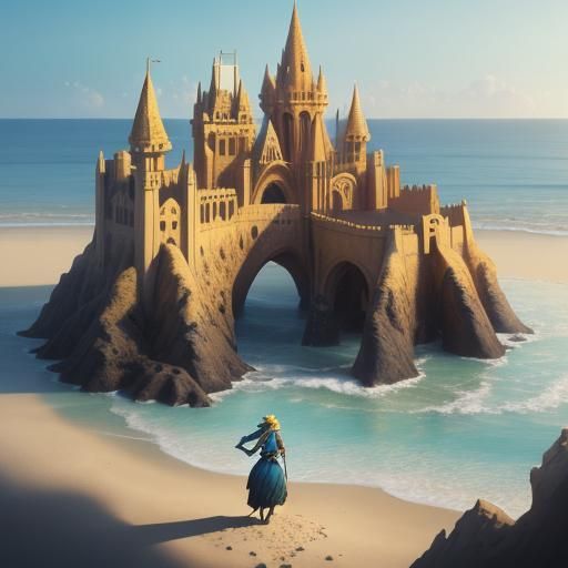 Woman Builds Sandcastles: Fantasy Concept Art