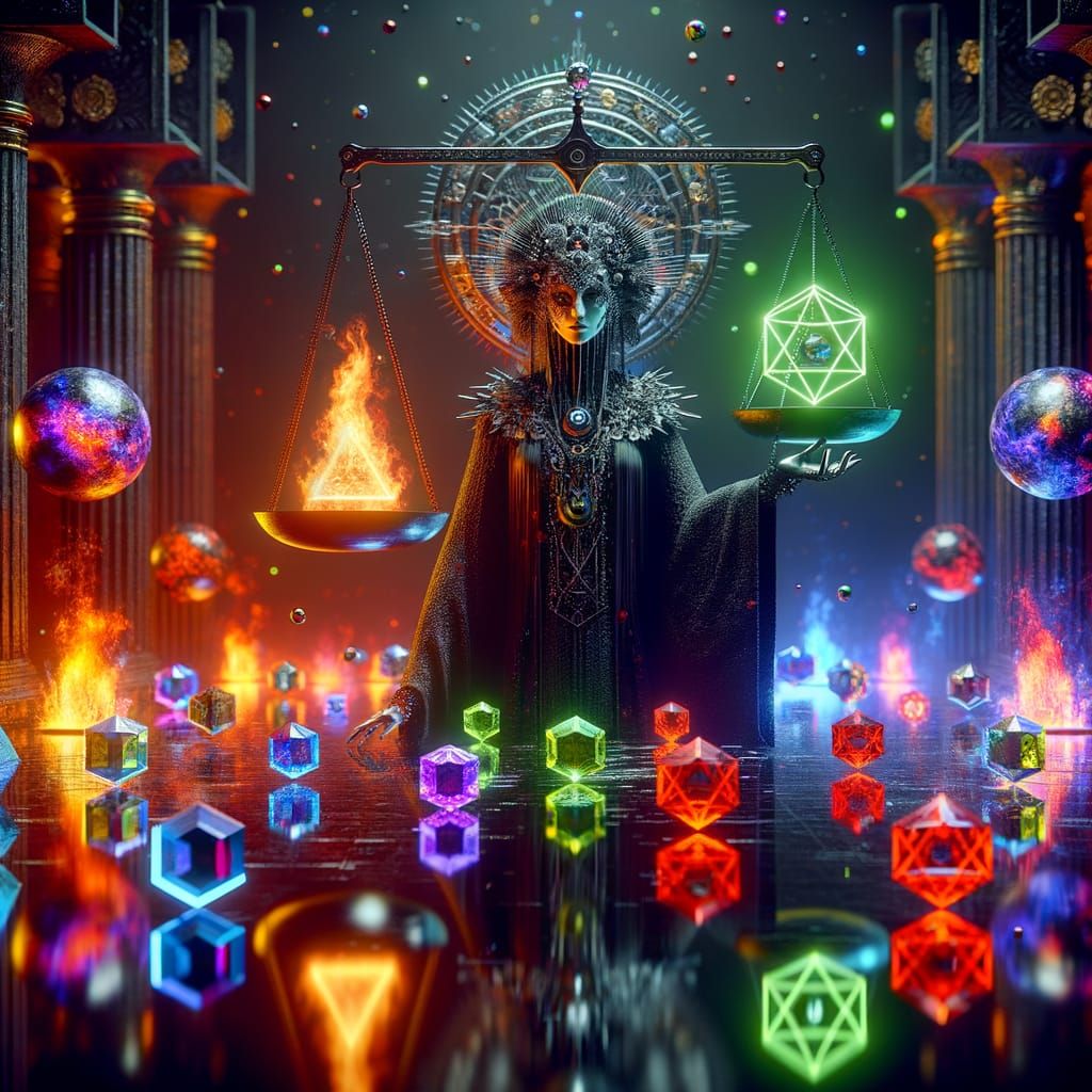 Goth Empress Witch Holding Balance Scale