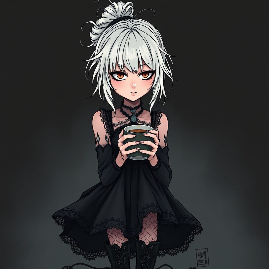 Sarcastic Goth Girl in Mothy Lighting