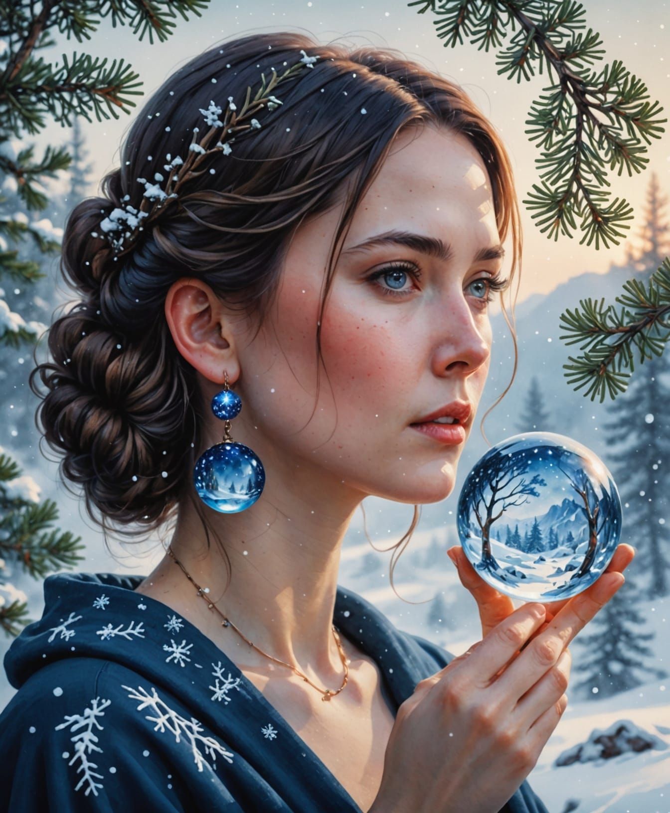 Ethereal Woman Amidst Juniper Flames