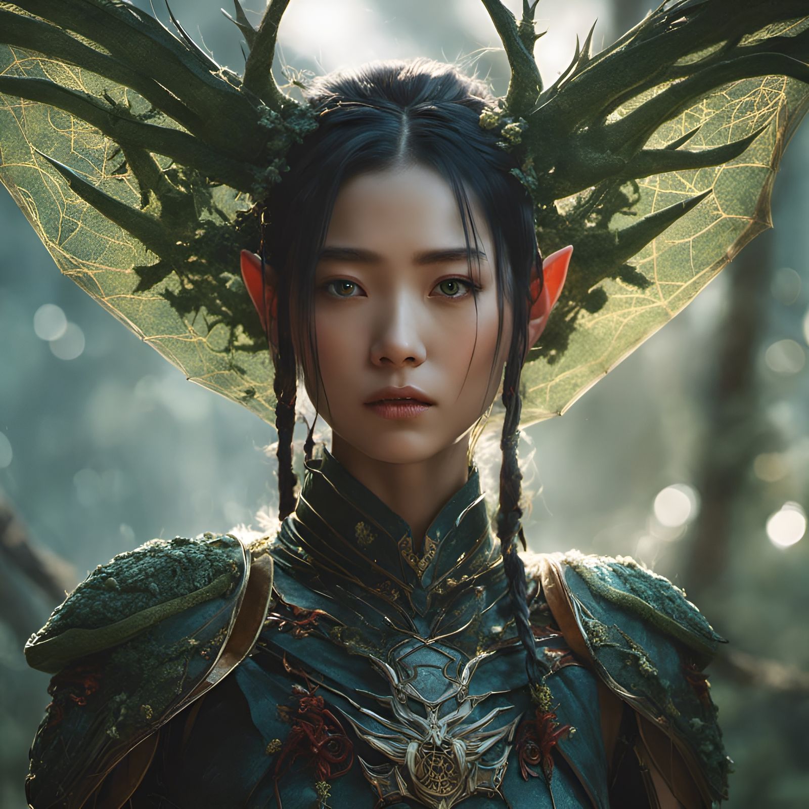 Sylvan Elf, with Moss and Cobweb Armor - 2