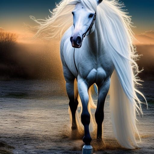 Detailed Horse in Fantasy Album Art Style