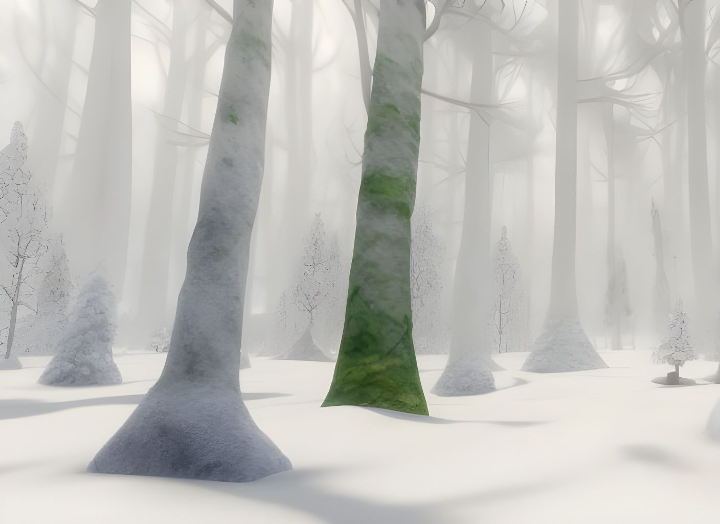 Magical Winter Forest Landscape in Digital Art