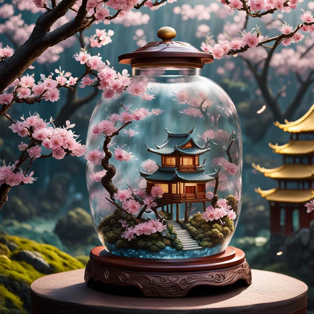 Chinese cherry blossom jar