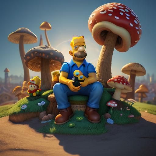 Mario as Simpsons Character in 3D Style