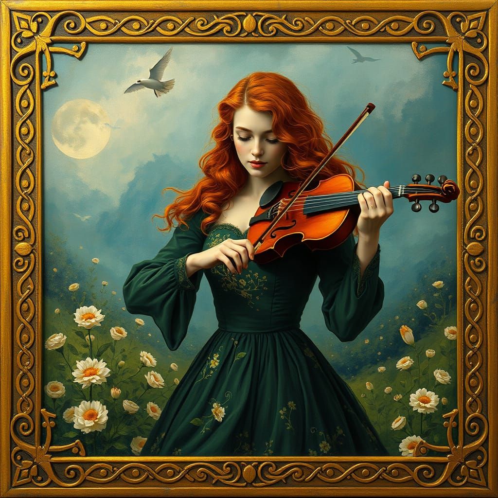 Maiden in Emerald Dreamscapes