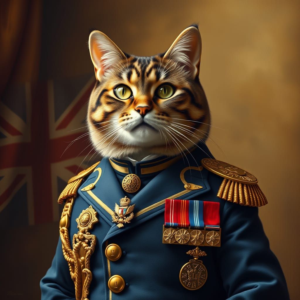 Regal British Shorthair in Traditional Navy Uniform