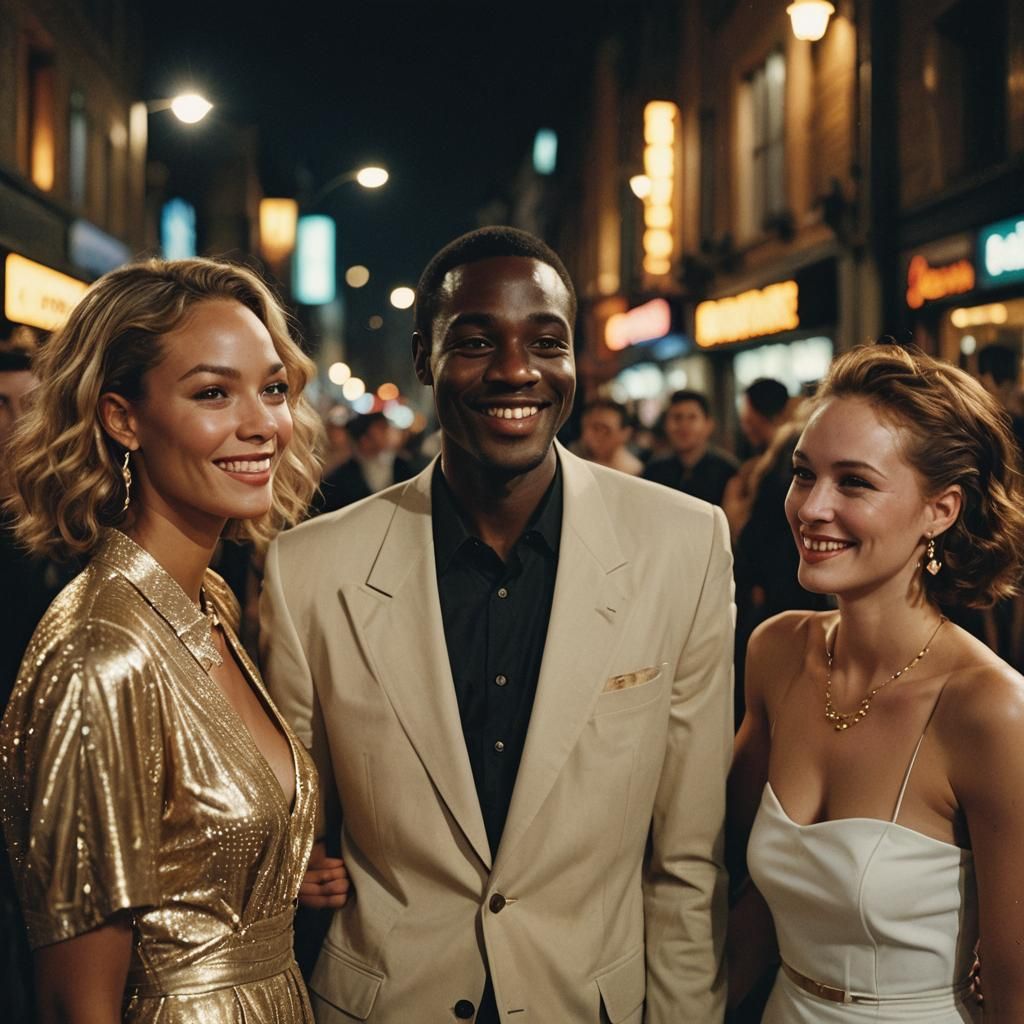 Confident Man with Flirtatious Women in Cinematic Style