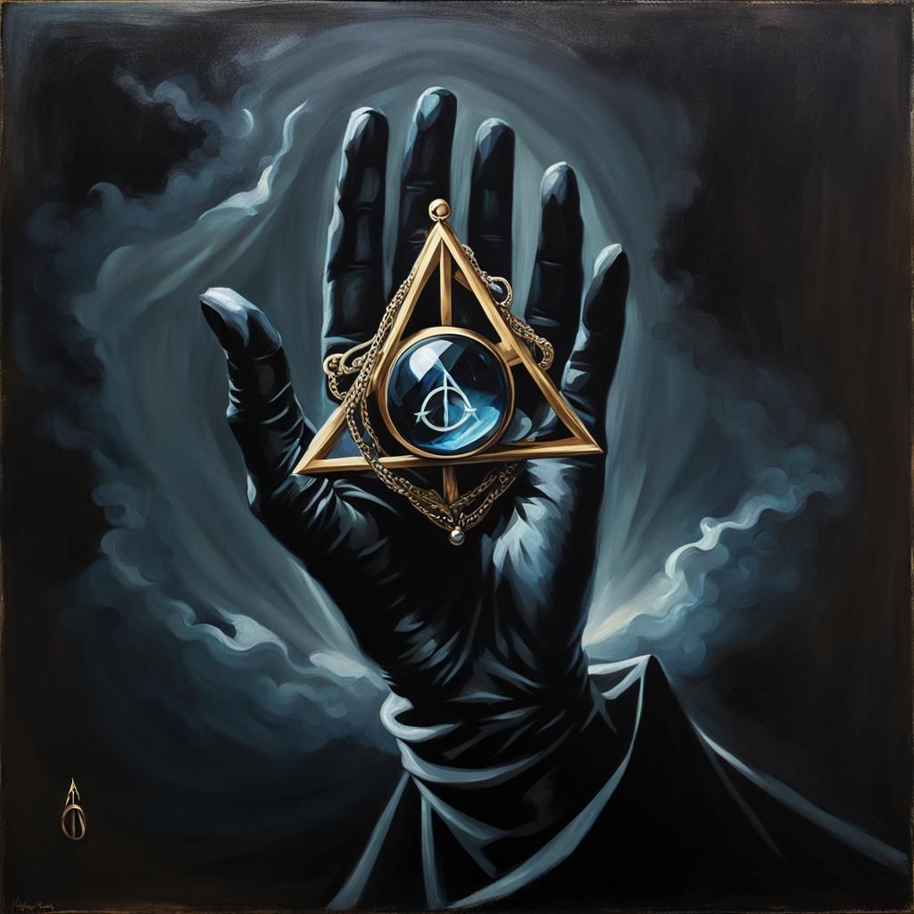 Black-Gloved Hand with Resurrection Stone in Chiaroscuro