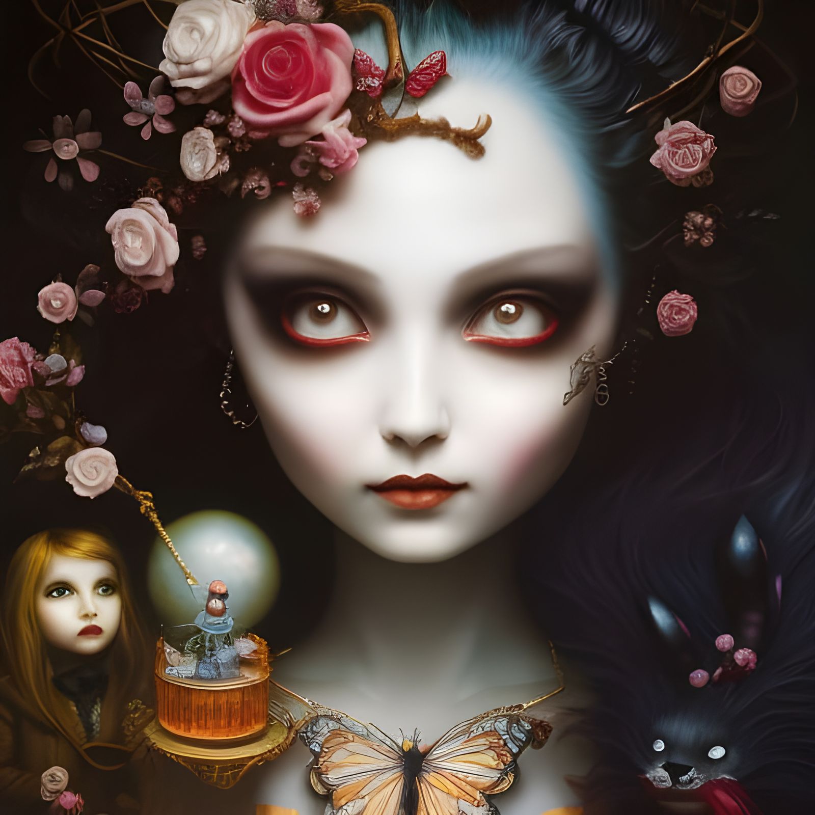 Creepy Cute Alice: Oil Painting by Lacombe, Ryden