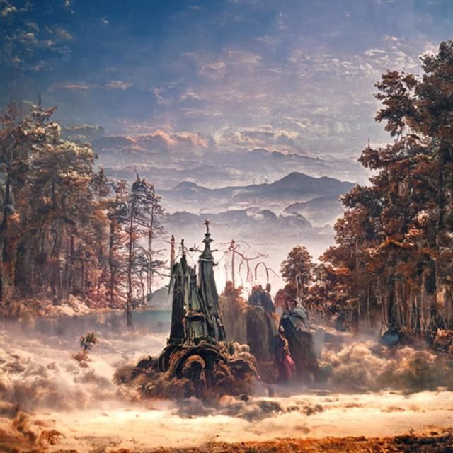 Renaissance-Inspired Folk Art Landscape with Parallax