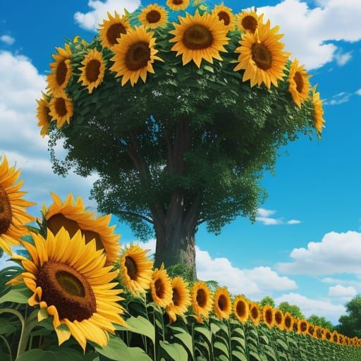 Whimsical Garden with Oversized Flowers in Fauvist Style