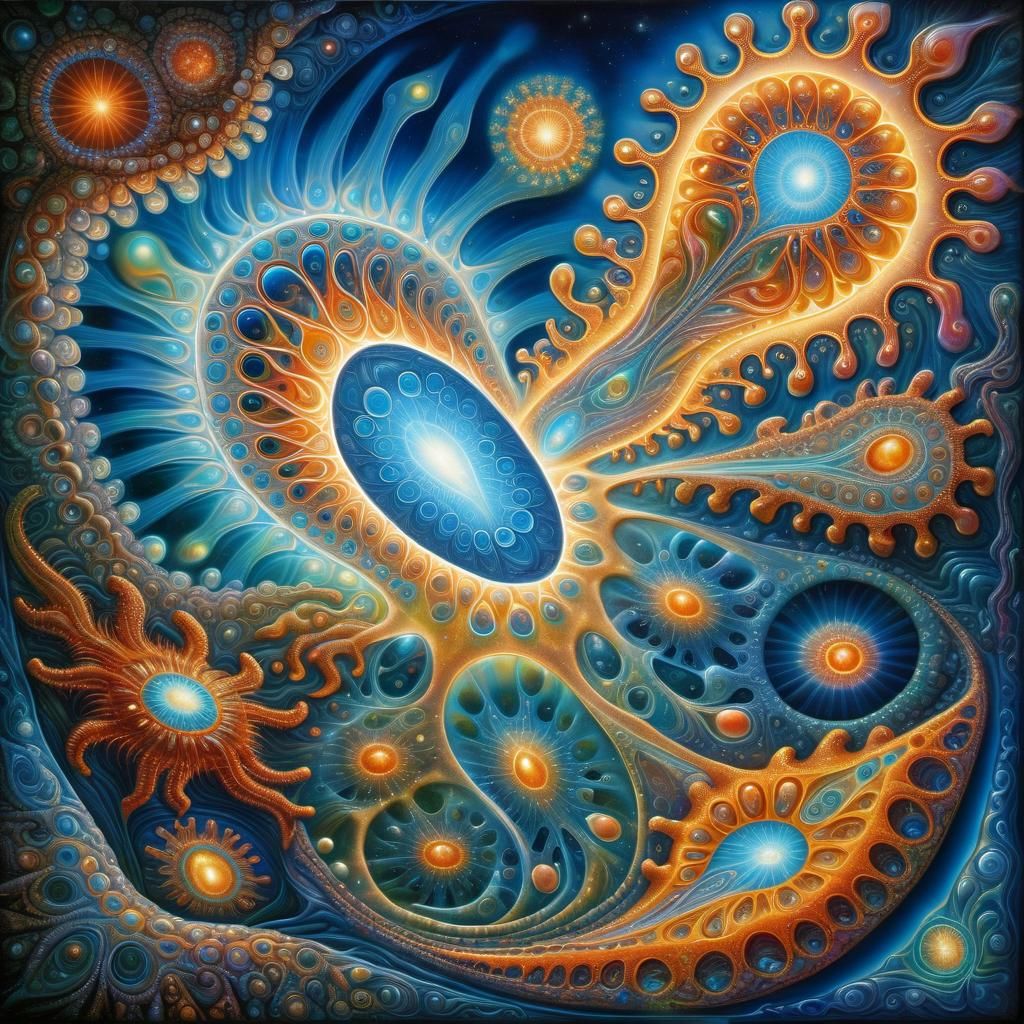 Bioluminescent Amoeba in Visionary Art Style