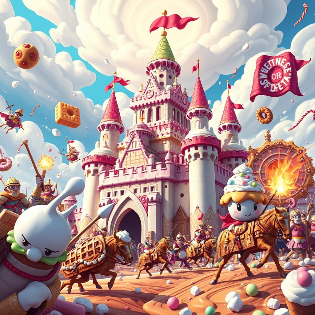 Cartoon Medieval Battle at Ice Cream Castle