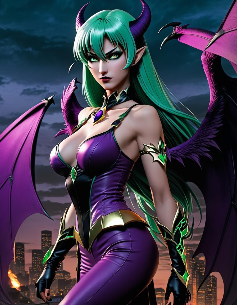 Morrigan Aensland Comic Cover in Mixed Styles