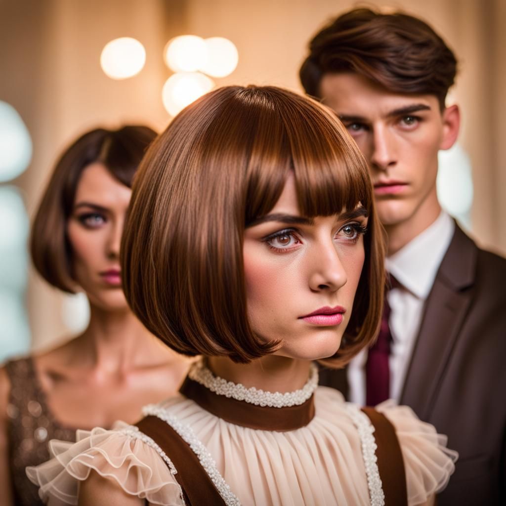 Sad Androgynous Teen in Frilly Dress, Close-up
