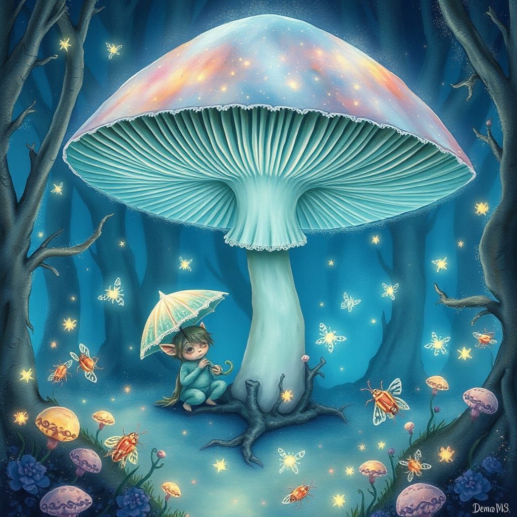 Whimsical Guardian of the Bioluminescent Forest