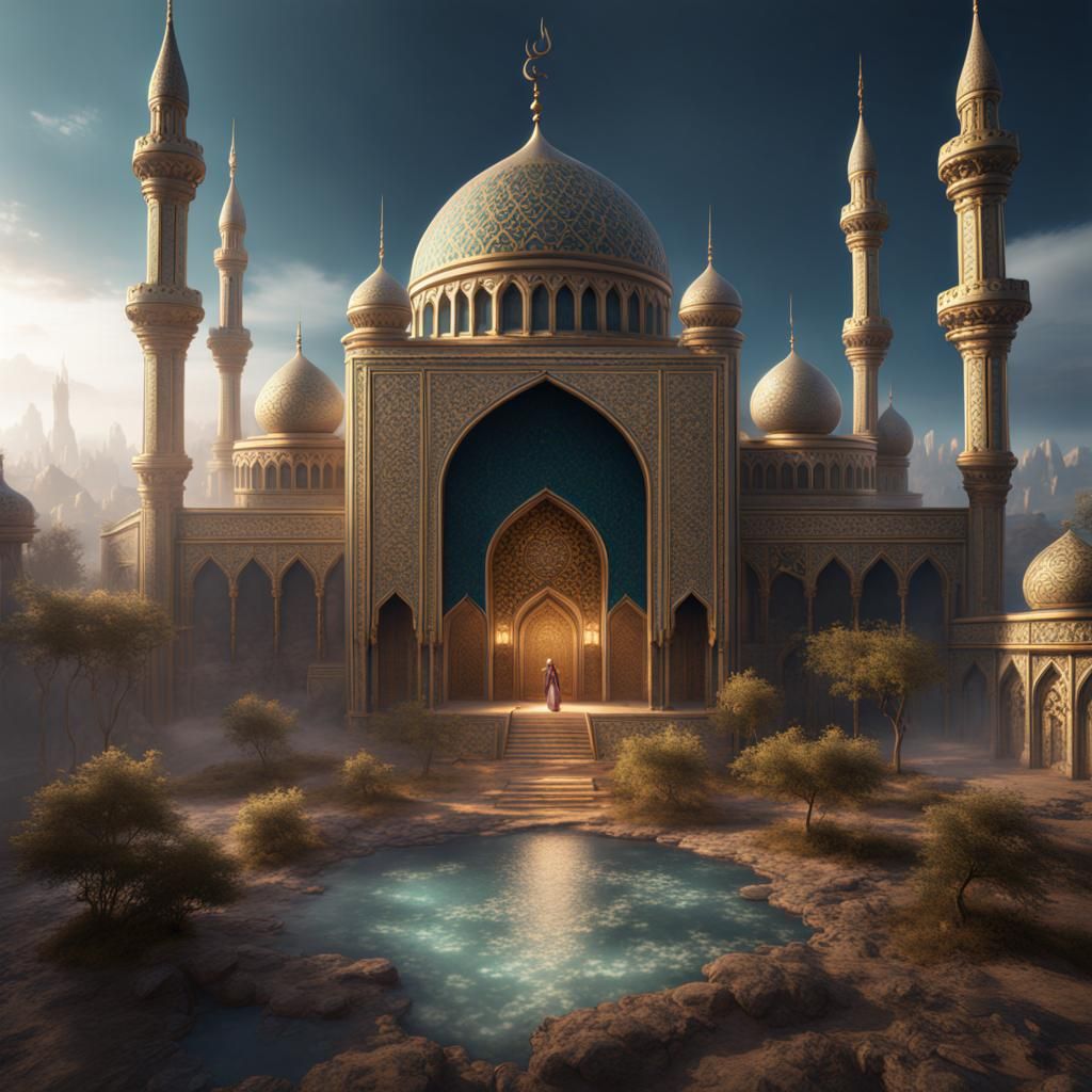 Detailed Quran Matte Painting in Deep Color