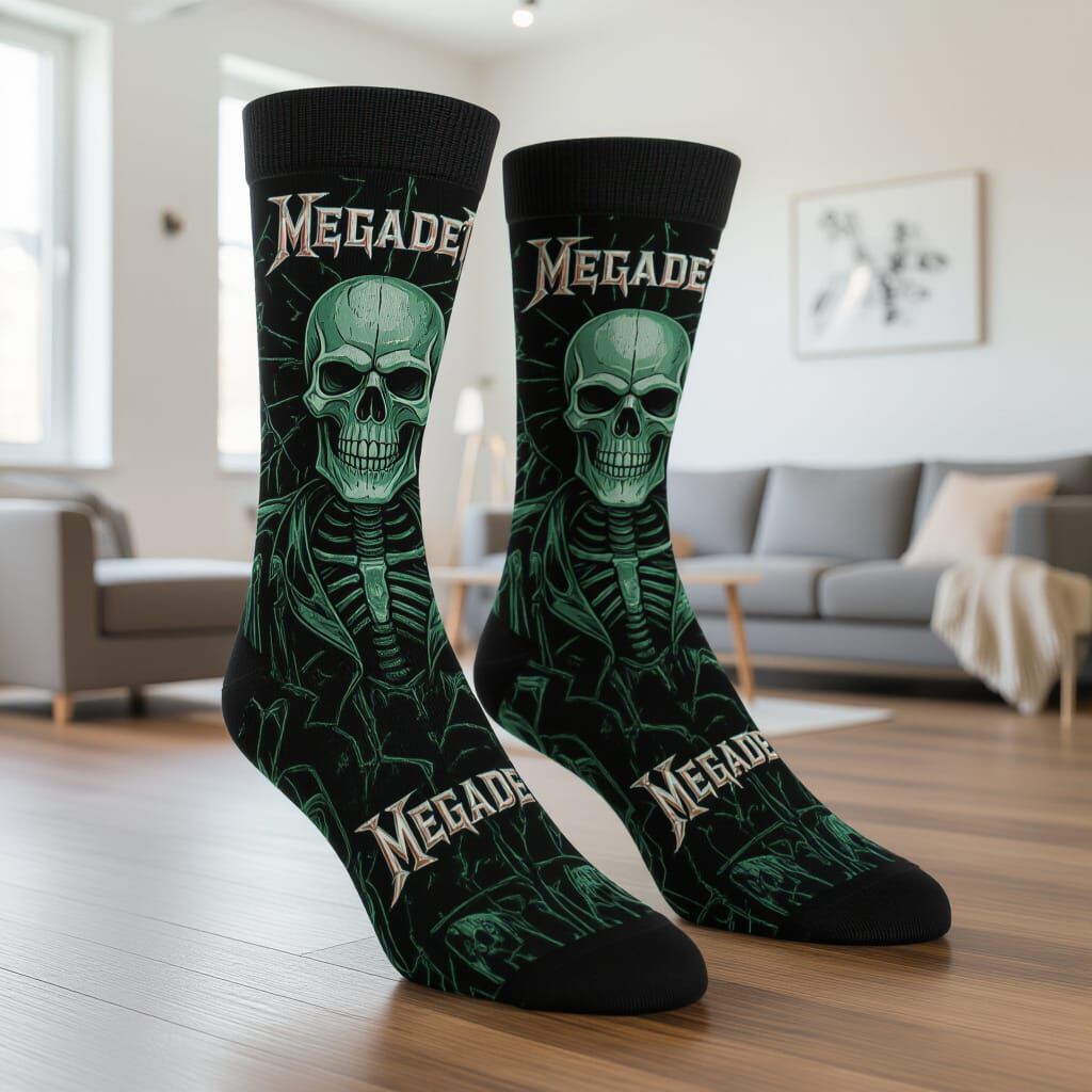 Megadeth Socks Featuring Vic Rattlehead in Deathcore Style