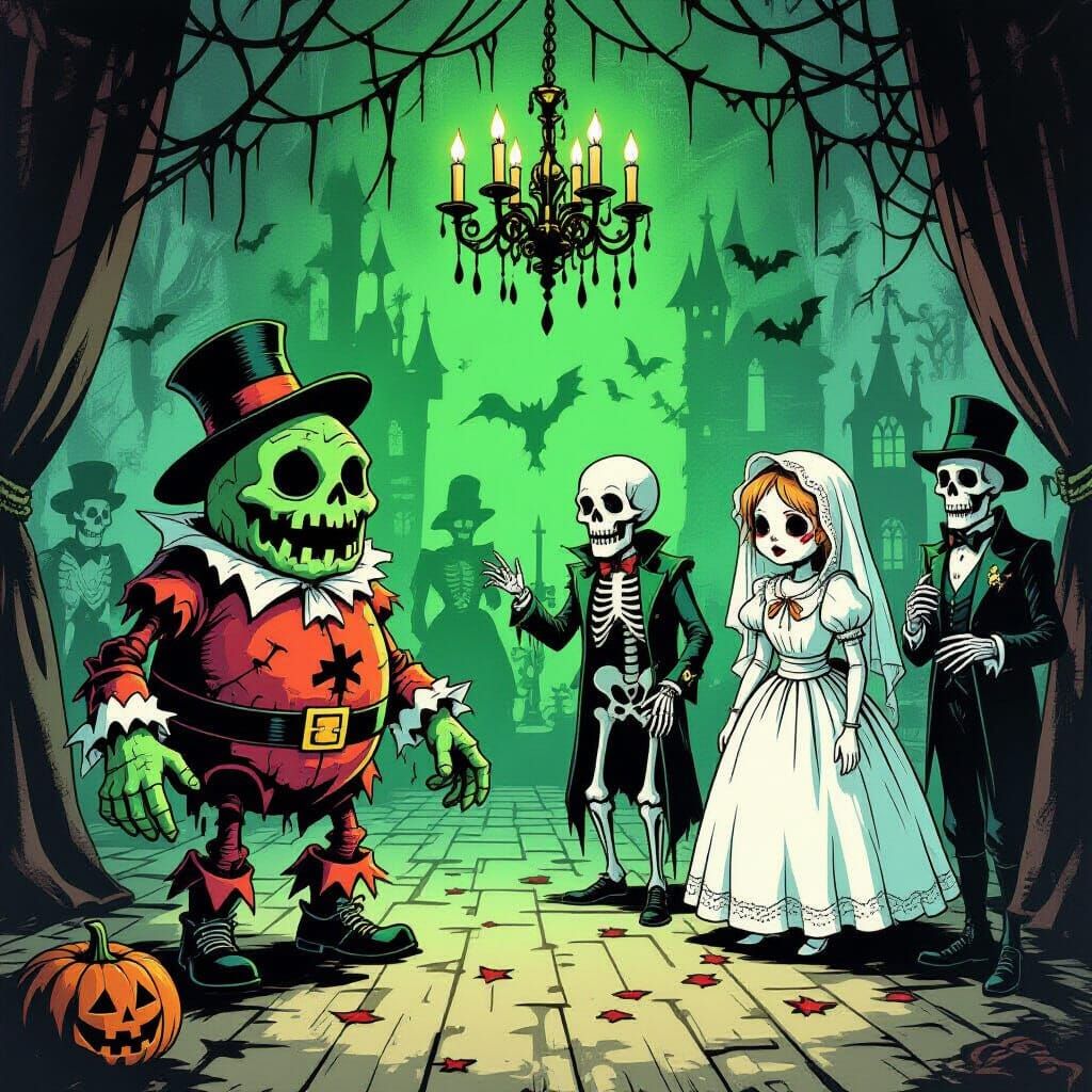 Nursery Rhyme Characters as Ghouls at Victorian Haunted Ball