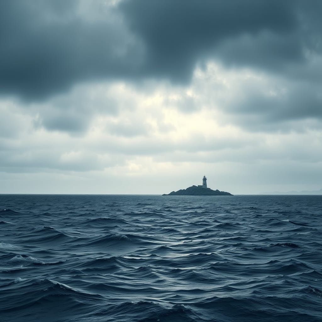 Black Sea Lighthouse Under Dramatic Cloudy Sky