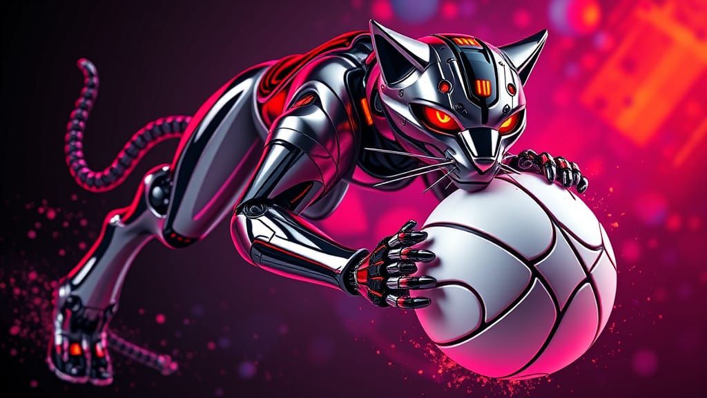 Glamorous Chrome Robot Puma in Mid Shot