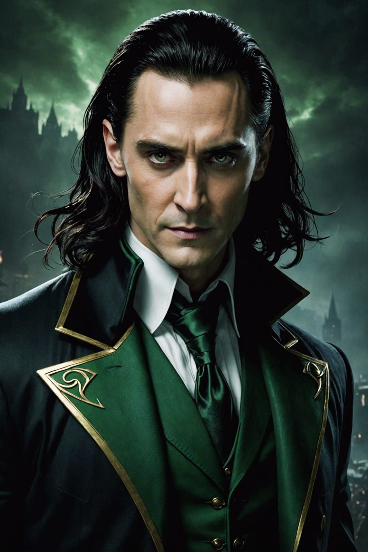 Loki as Vampire in Dark and Ominous Setting