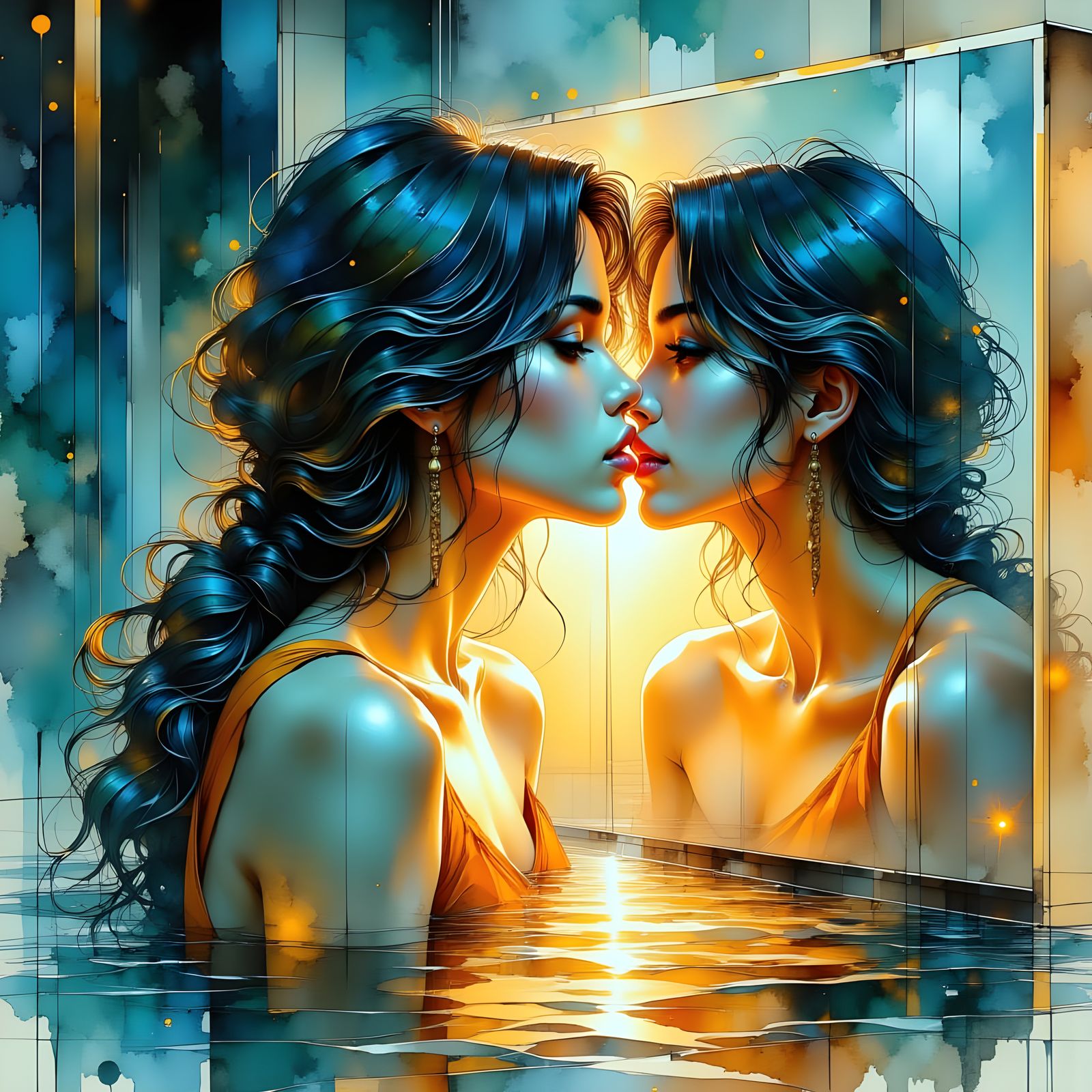 Surreal Beauty Leans into Her Mirror Reflection
