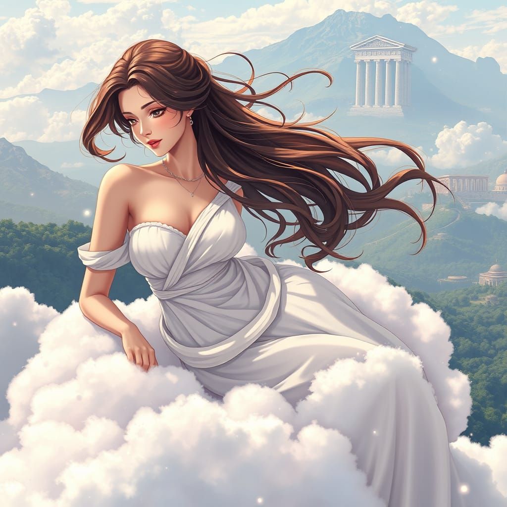 Ethereal Goddess on a Heavenly Cloudscape