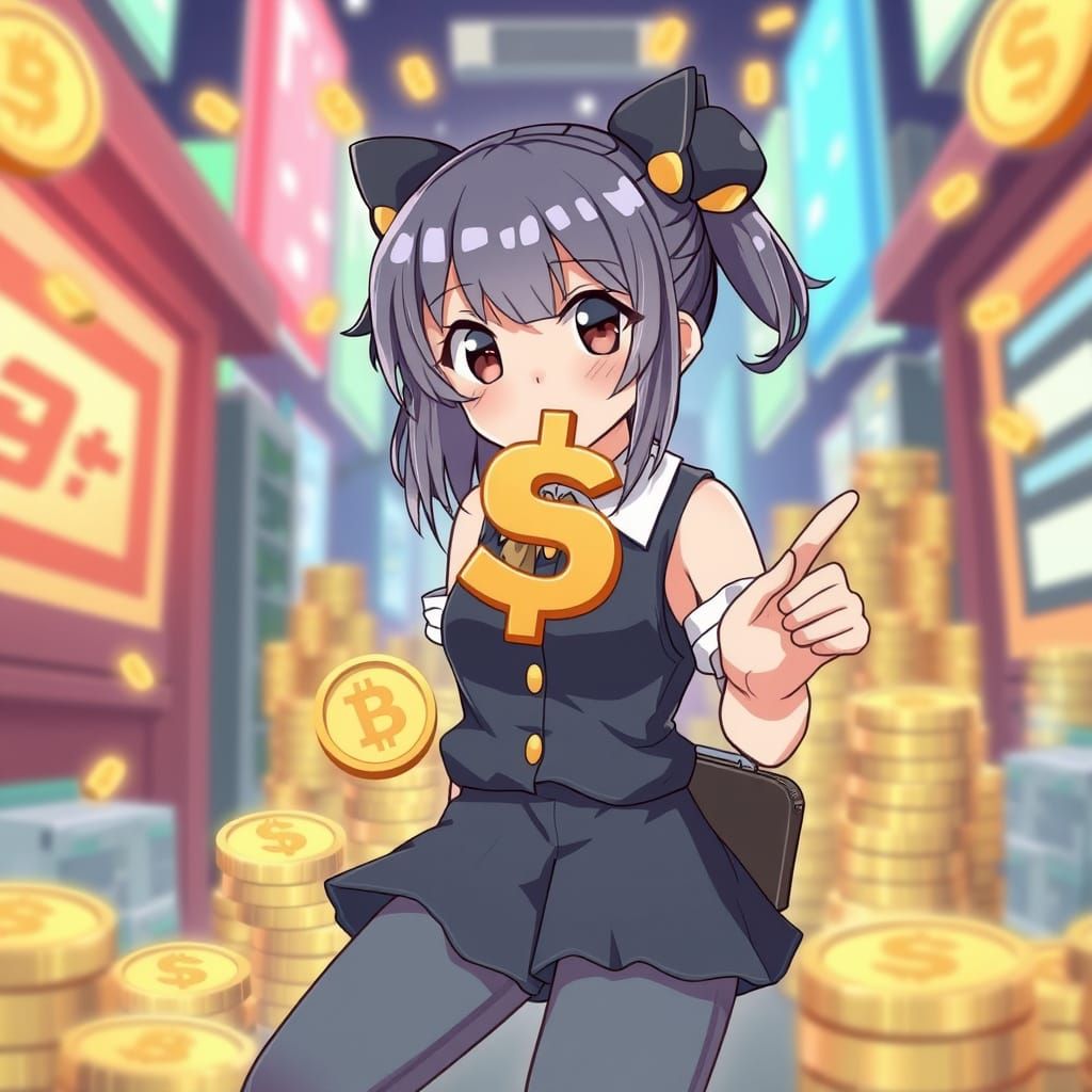 Digital Currency in Vibrant Anime Art