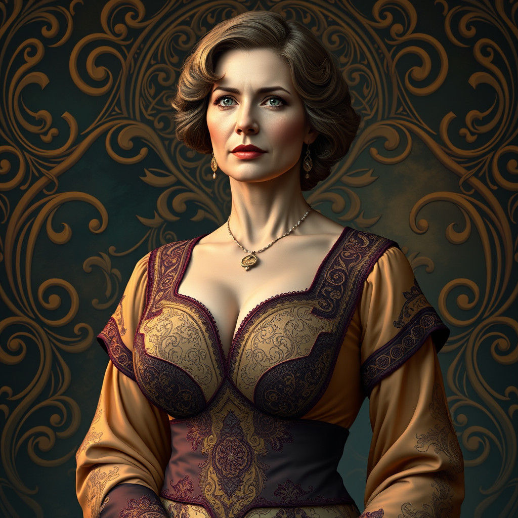 Elegant Woman in Art Nouveau Style Fantasy Portrait
