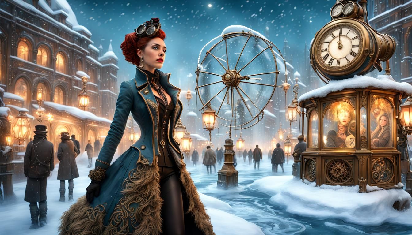 Steampunk Winter Haven: A Vibrant Fantasy Realm
