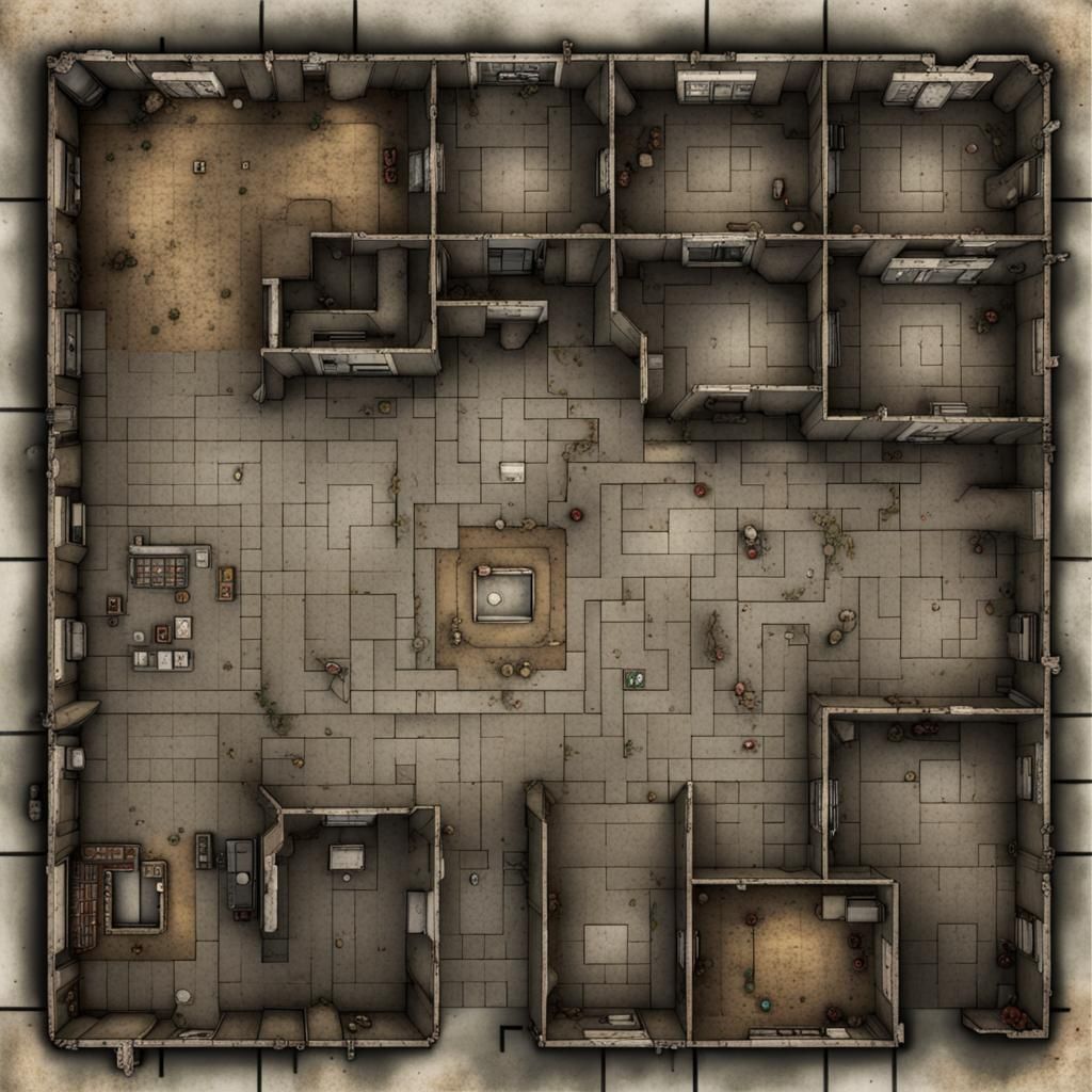 Post-Apocalyptic Hospital Battlemap for Fallout 2d20