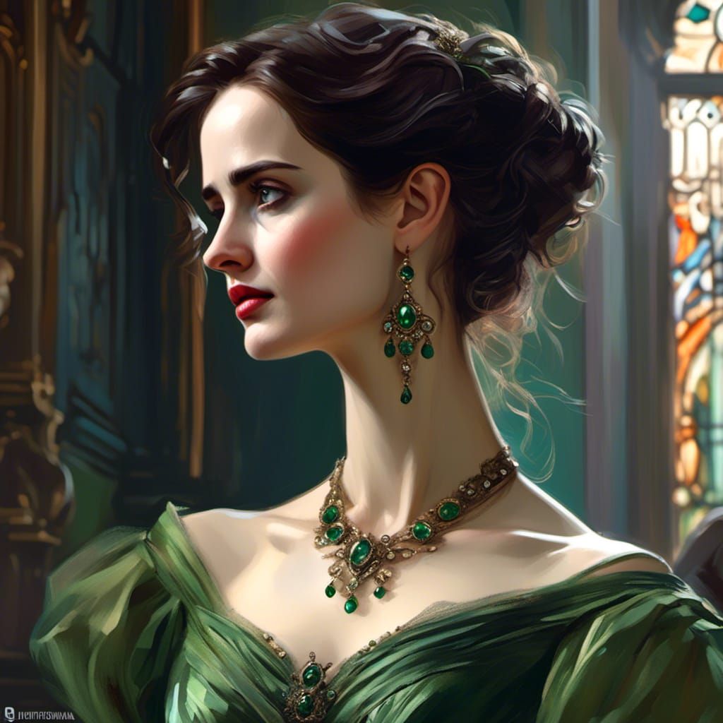 Eva Green Portrait in Haunting Style