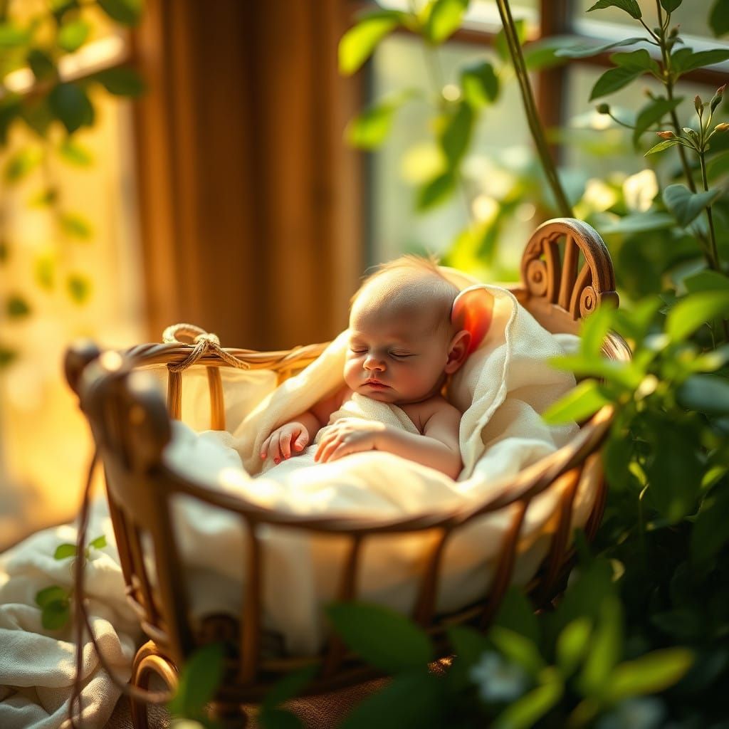 Ethereal Bébé Homonculus in Warm Golden Light