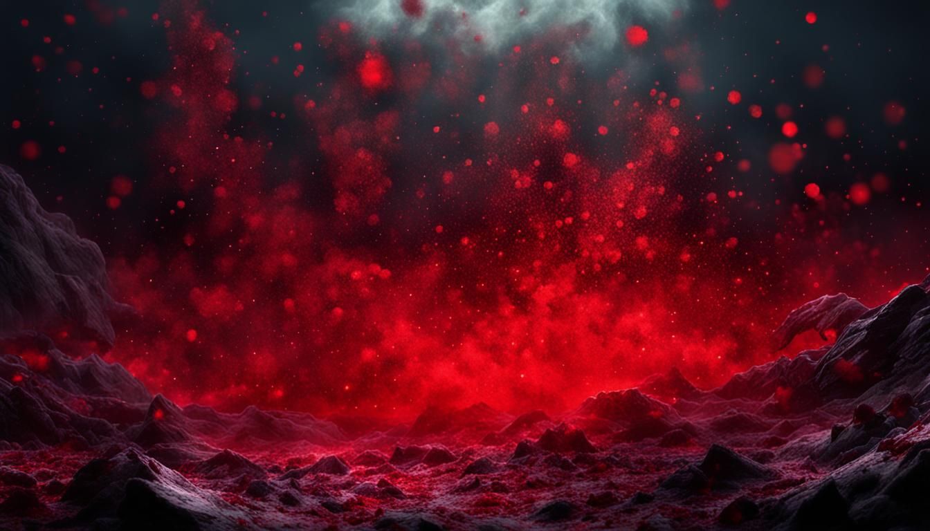 Gothic Landscape with Red Snowstorm and Holographic Simulati...