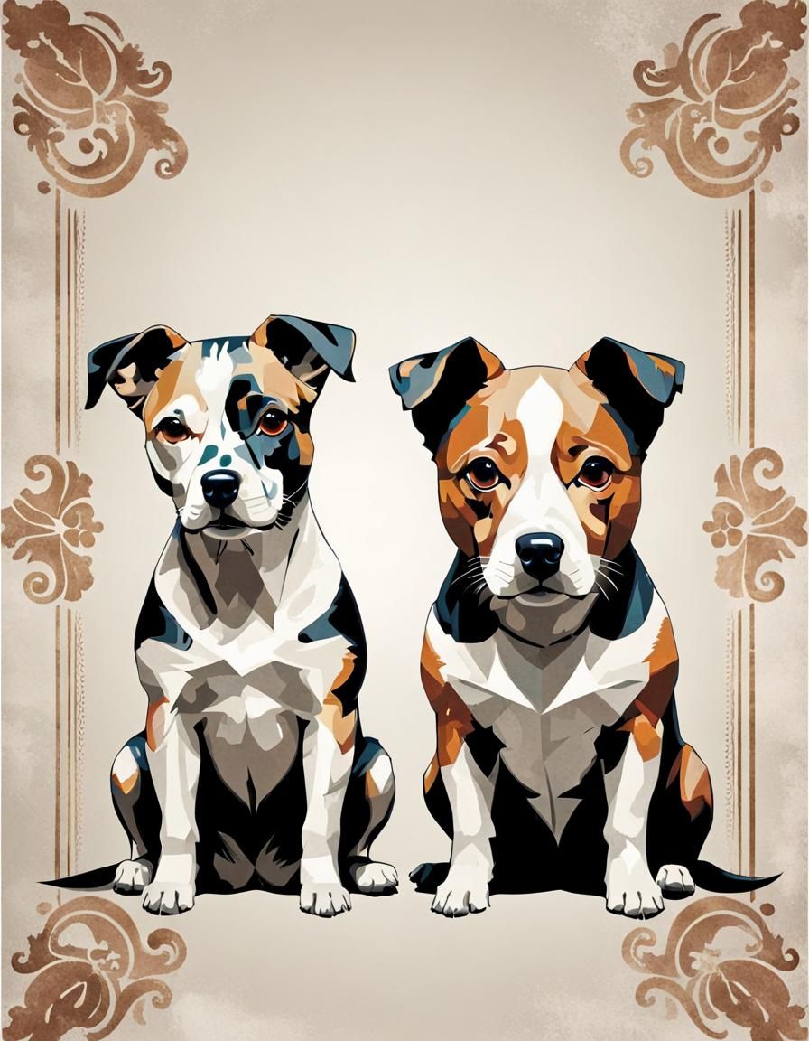 Dogs in Art Deco Graphic Style