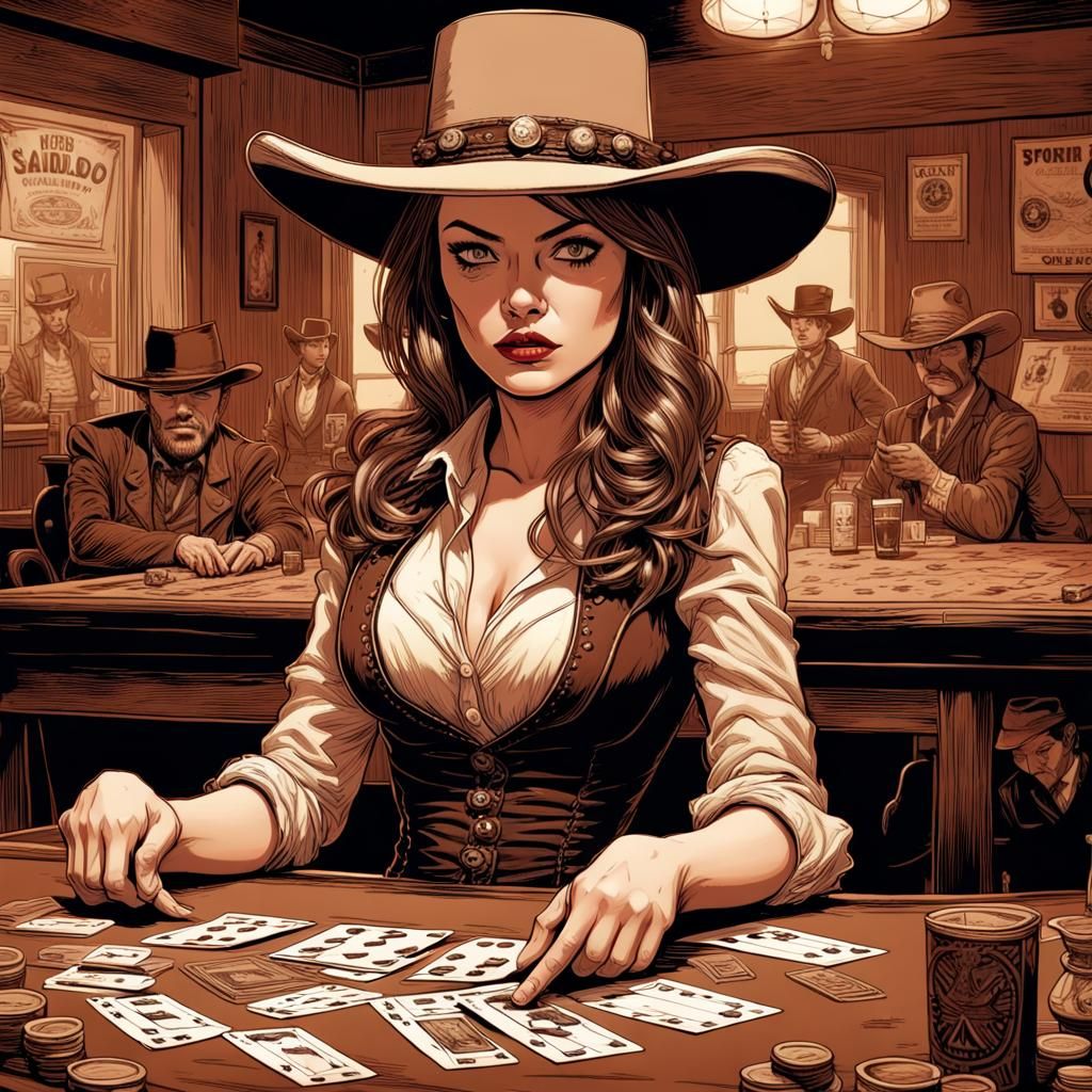 Emma Stone as Wild West Gunslinger, Comic Art