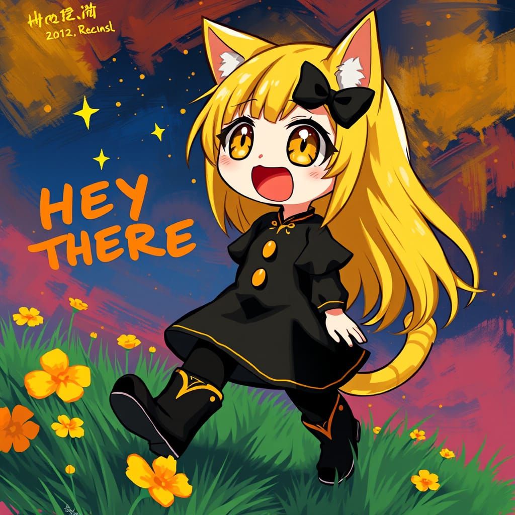 Anime Catgirl in Fauvist Painting Style