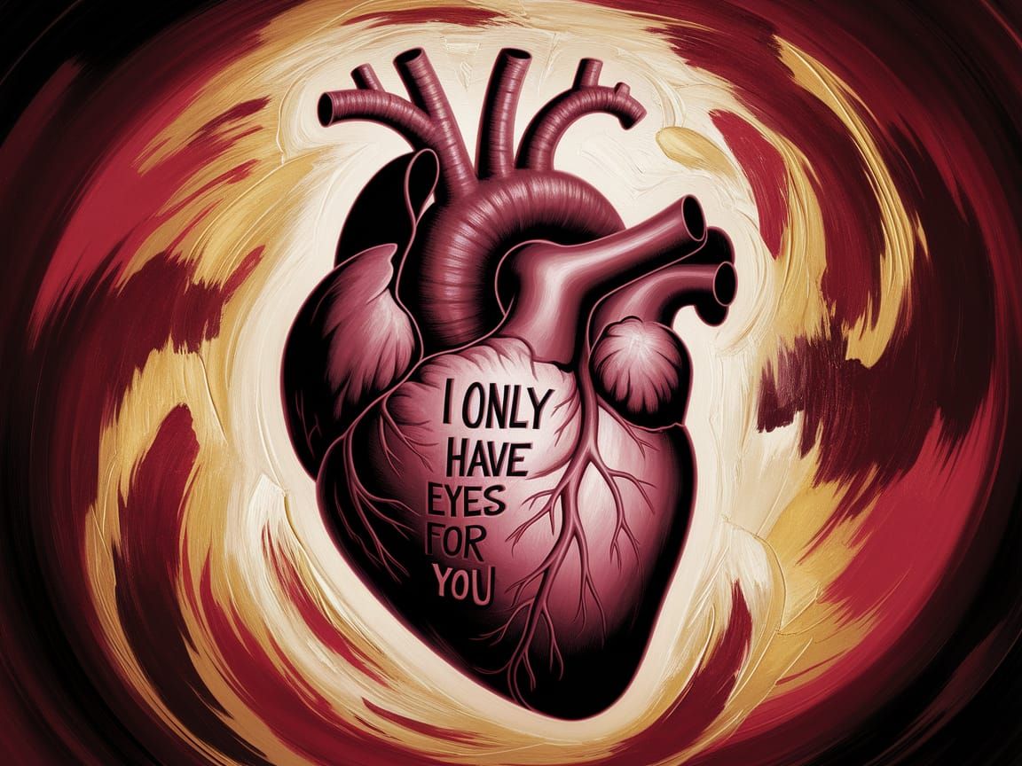 Pale Man in Heart, 'I Only Have Eyes For You' Impasto Oil Pa...