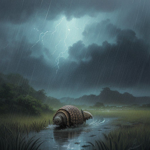 Armadillo in Whimsical Studio Ghibli-Inspired Anime Art