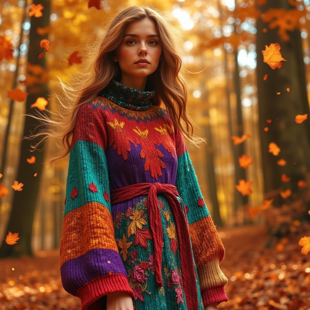 Enchanted Autumn Forest Fashion Scene