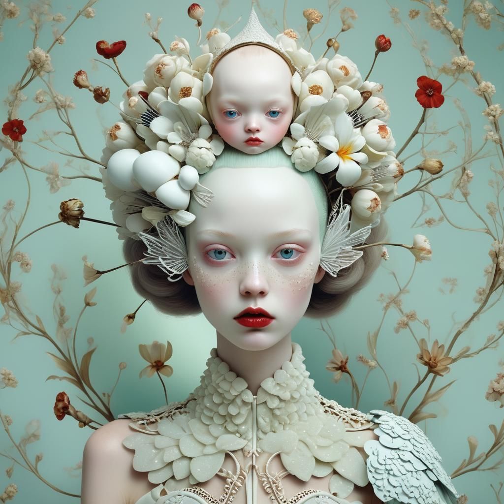 Surreal Face with Foam Fashion Elements