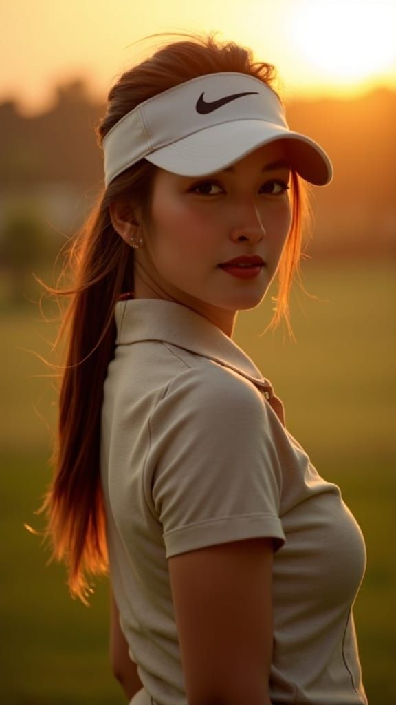 Intimate Portrait of a Woman Golfing in Golden Hour