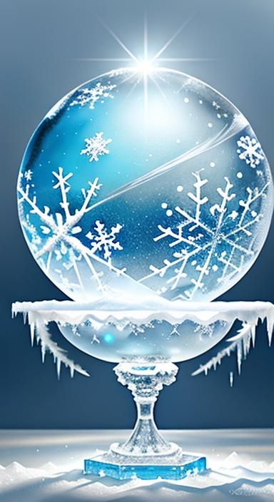 Surreal Ice Orb Suspended in Mid-Air