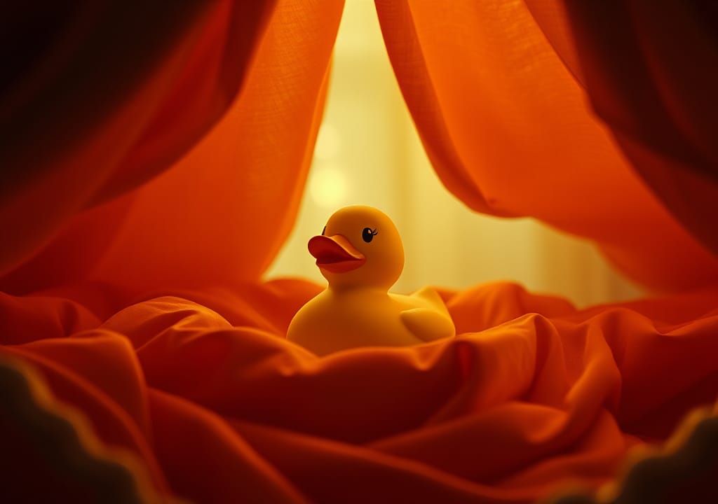 Serene Rubber Duck in Luxurious Swag