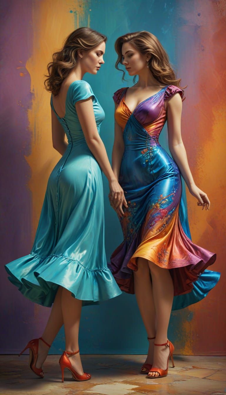 Tradwives Enjoying Free Time Together in Hyperrealistic Art